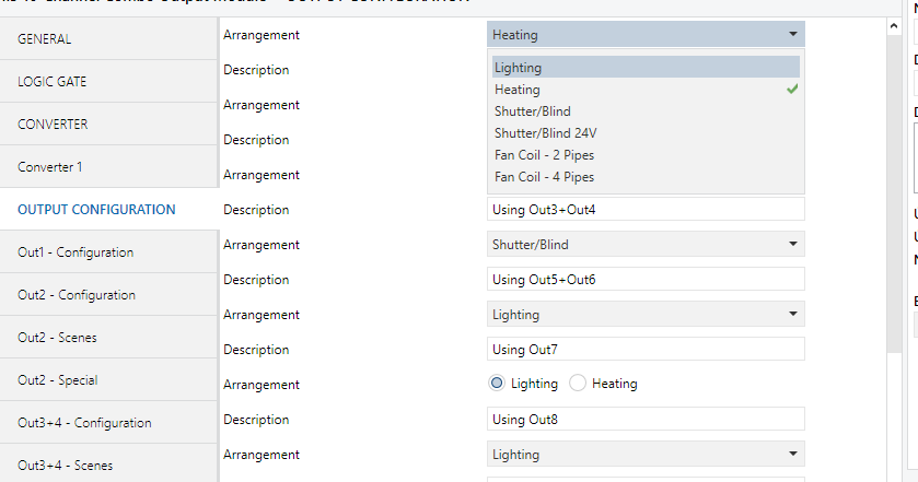 Actuador KNX Yonnet Configuración salidas actuador KNX Yonnet