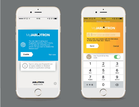 Anulación de detectores desde app Integración TouchID en app gestión alarma